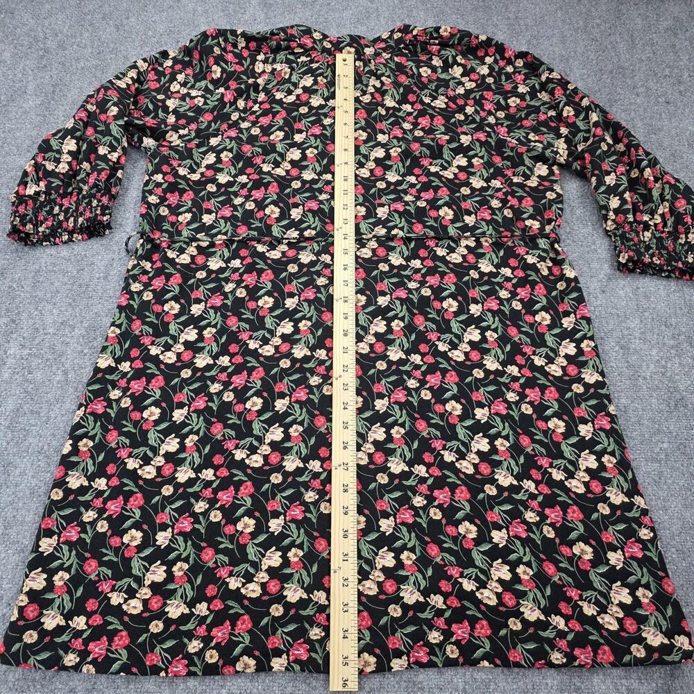 Draper James RSVP Dress Womens XL Black Floral Tie Waist Smocked Cuffs KD7032RT - Picture 5 of 16